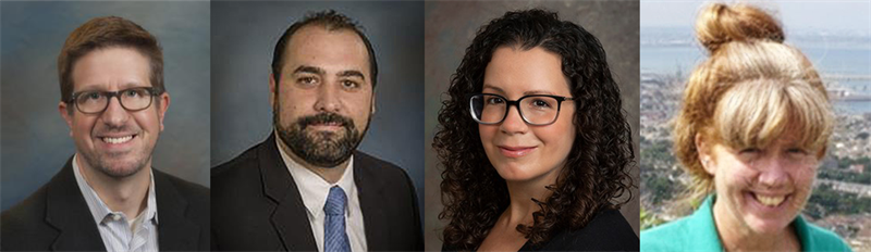 From left: Wayne Batchis, Ph.D., Benjamin Bagozzi, Ph.D., Erin Cassese, Ph.D., Juliet Dee, Ph.D.