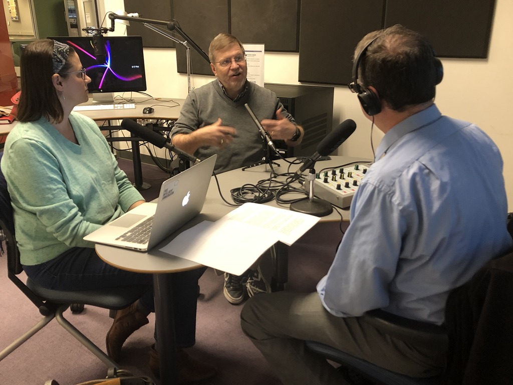 Delaware Public Media News Editor Tom Byrne (right) talked to University of Delaware professors Lindsay Hoffman (left) and David Redlawsk (center) about the electability of Democratic presidential candidates and the 2020 Iowa Democratic caucuses, which aired on Delaware Public's The Green on November 8, 2019.