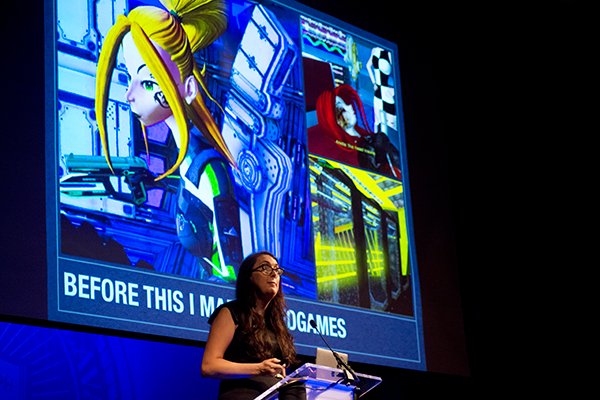 Hightlight photo for article, Speaker Brianna Wu on Gender Divides : Brianna Wu addresses gender divides